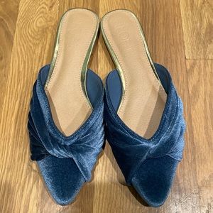 LOFT slip on blue velvet flats